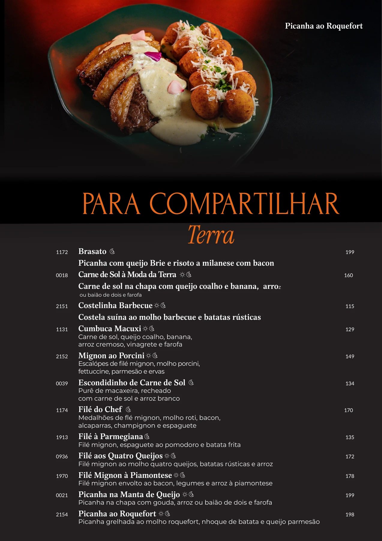 Página 11 do cardápio original do Riu: Para compartilhar · terra